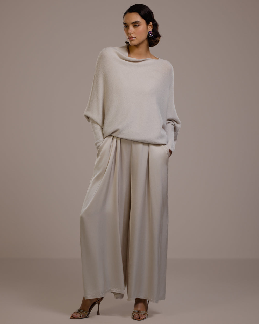 Audrey Satin Jumpsuit | Light Beige – JAKI