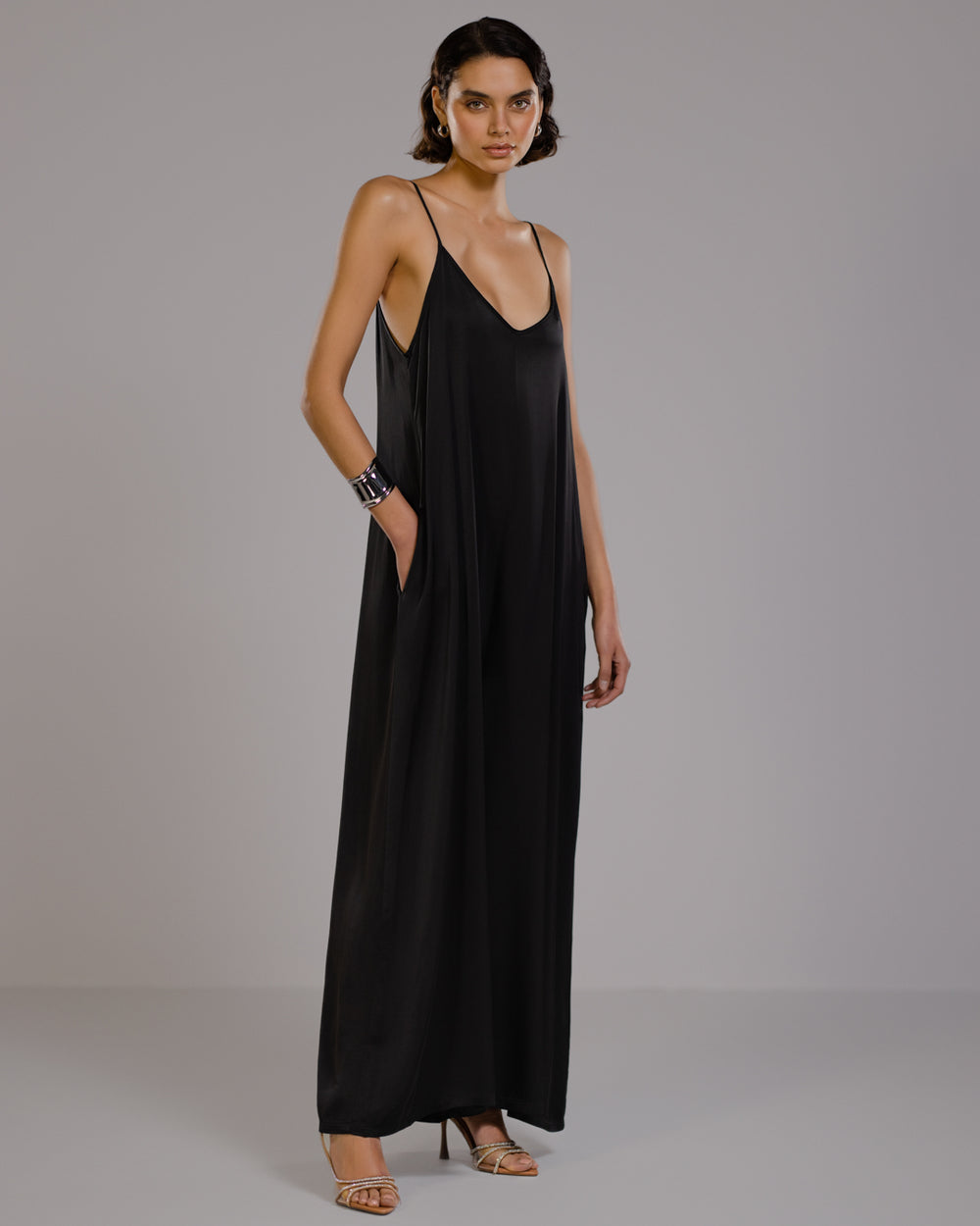 Audrey Satin Jumpsuit | Black – JAKI