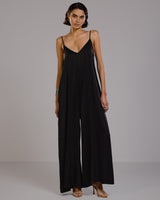 Audrey Satin Jumpsuit | Black