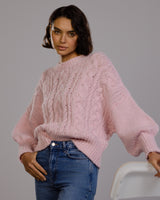 Heather Cable Sweater | Light Pink