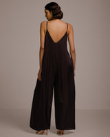 Audrey Satin Jumpsuit | Espresso Brown