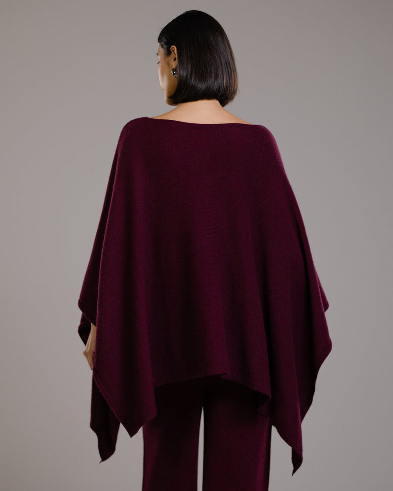 Elle Poncho | Burgundy | Cashmere-Wool Blend