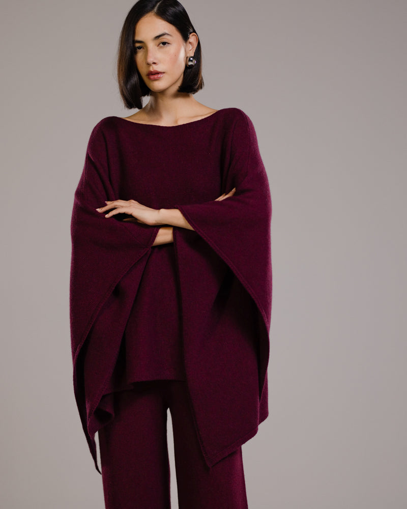 Elle Poncho | Burgundy | Cashmere-Wool Blend