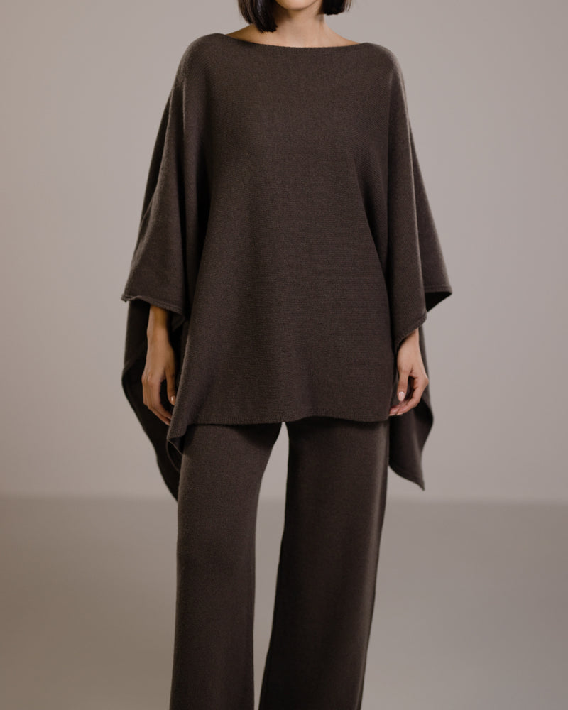 Elle Poncho | Espresso Brown | Cashmere-Wool Blend