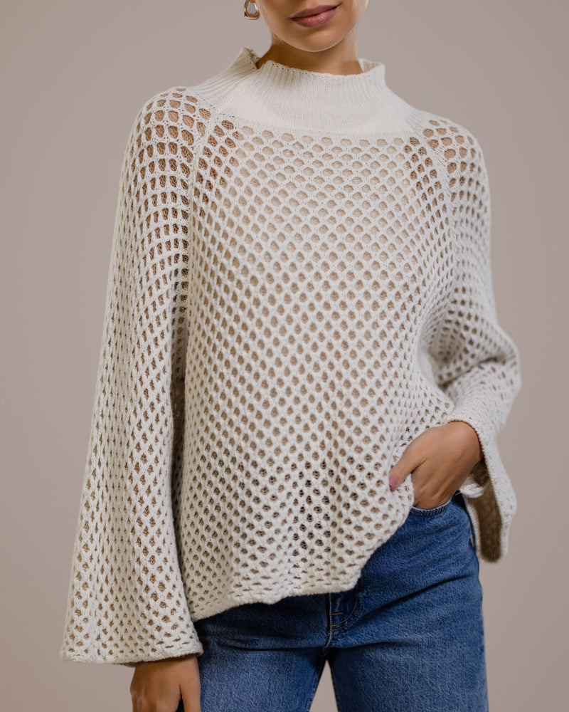 Elysia Crochet Sweater | Light Beige | Cashmere Wool Blend