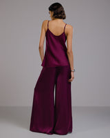 Helena Elastic Waist Satin Trousers | Burgundy