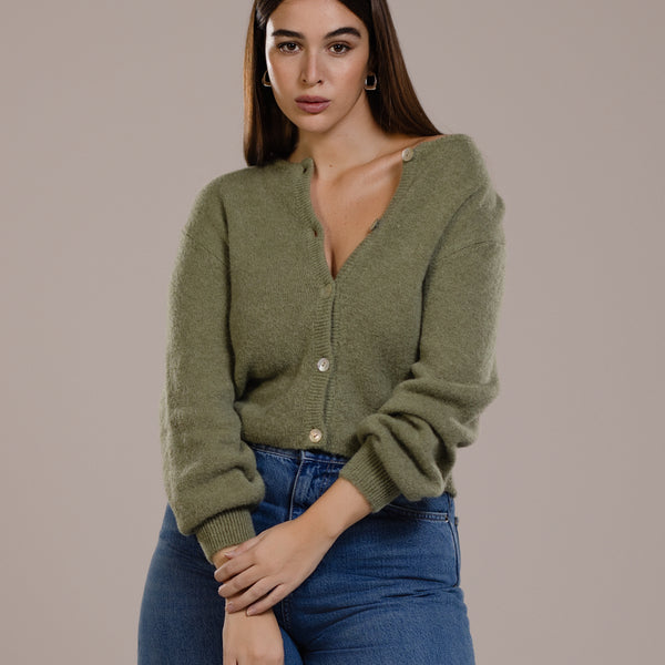 Kelsey Button Up Cardigan | Khaki | Alpaca-Wool Blend – JAKI