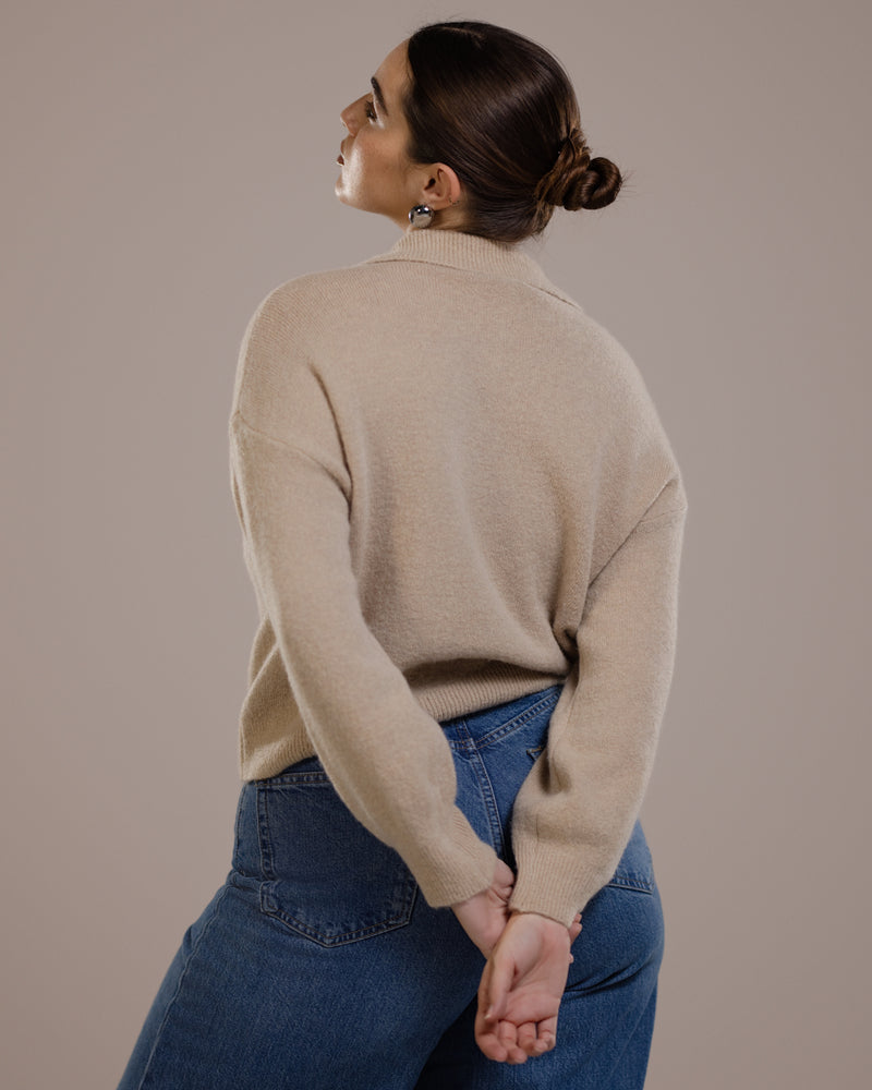 Edwina Button Sweater | Beige | Alpaca Blend