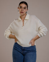 Edwina Button Sweater | Ivory | Alpaca Blend