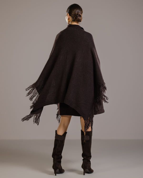 Sophie Throw On Poncho | Espresso Brown