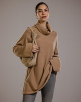 Clara Longline Sweater | Camel | Wool-Cashmere Blend