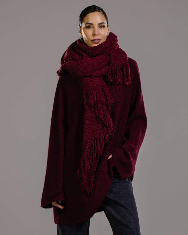 Sophie Throw On Poncho | Burgundy