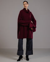 Clara Longline Sweater | Burgundy | Wool-Cashmere Blend