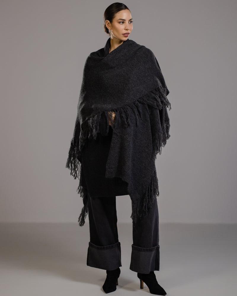 Sophie Throw On Poncho | Charcoal