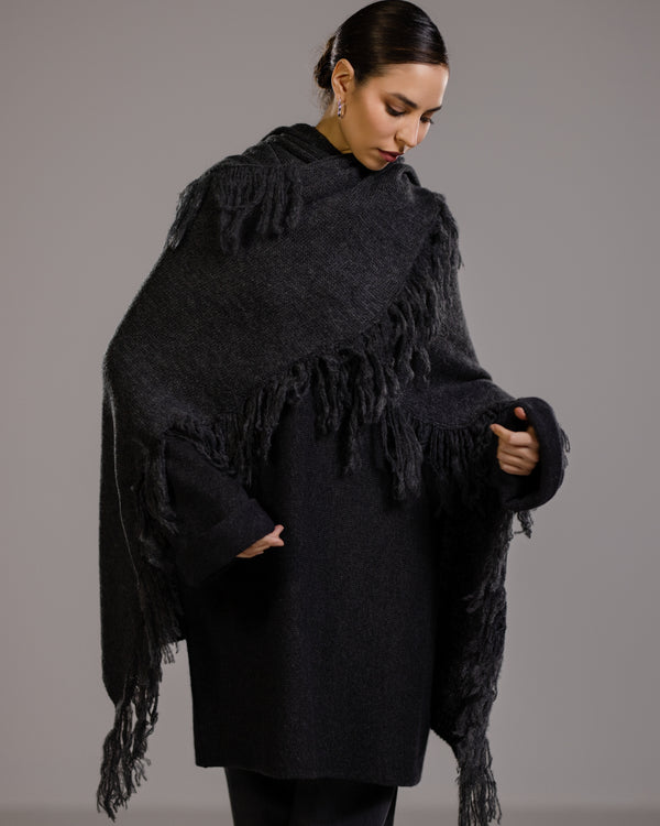 Sophie Throw On Poncho | Charcoal