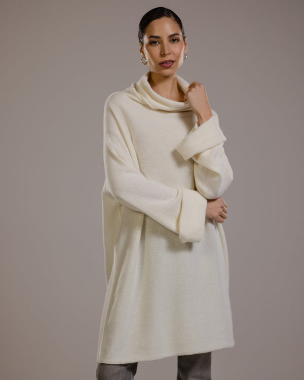 Clara Longline Sweater | Ivory | Wool-Cashmere Blend