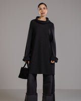 Clara Longline Sweater | Charcoal | Wool-Cashmere Blend