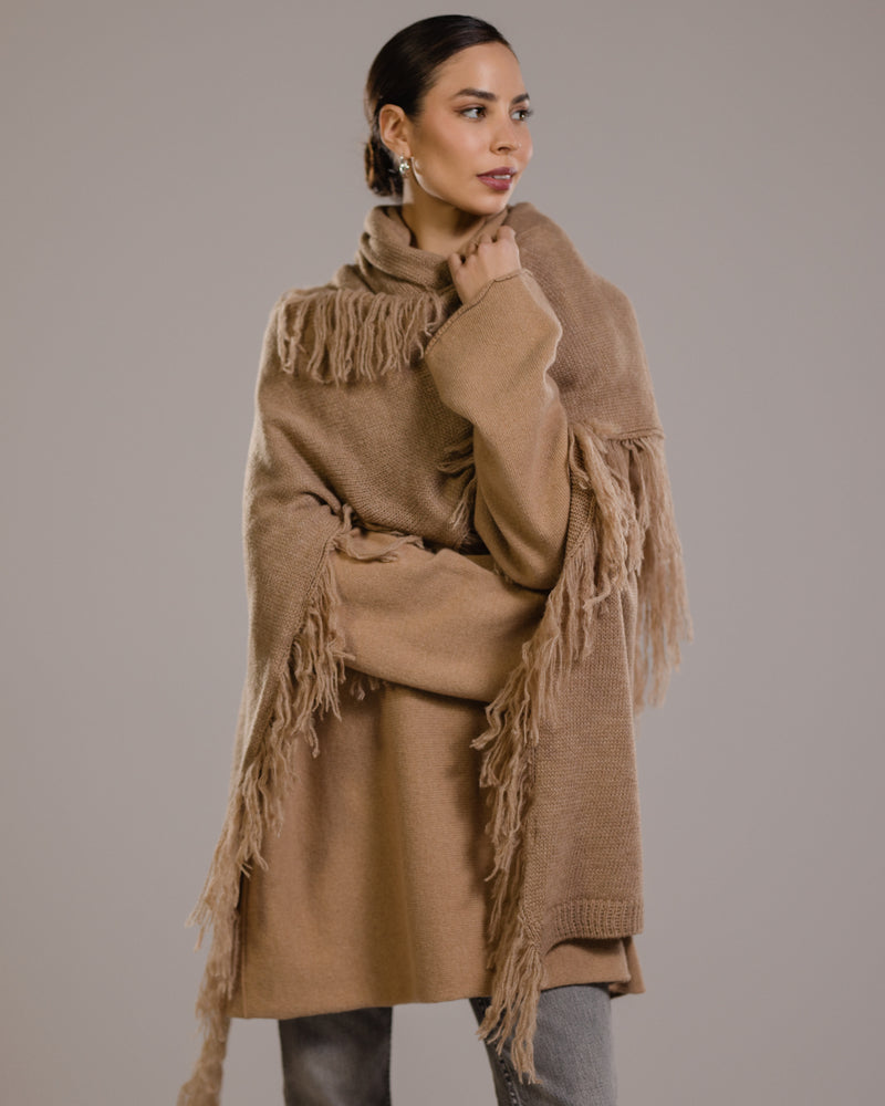 Sophie Throw On Poncho | Camel