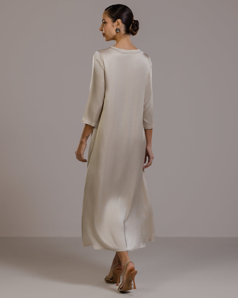 Dahlia Satin Dress | Light Beige