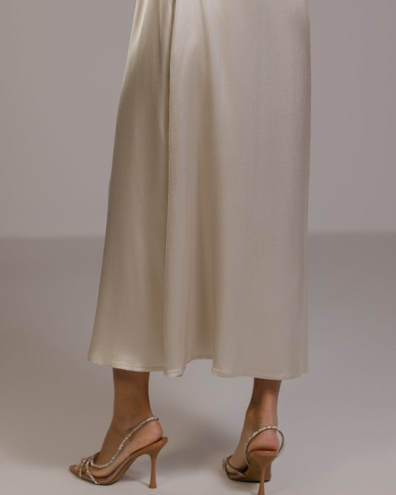 Dahlia Satin Dress | Light Beige