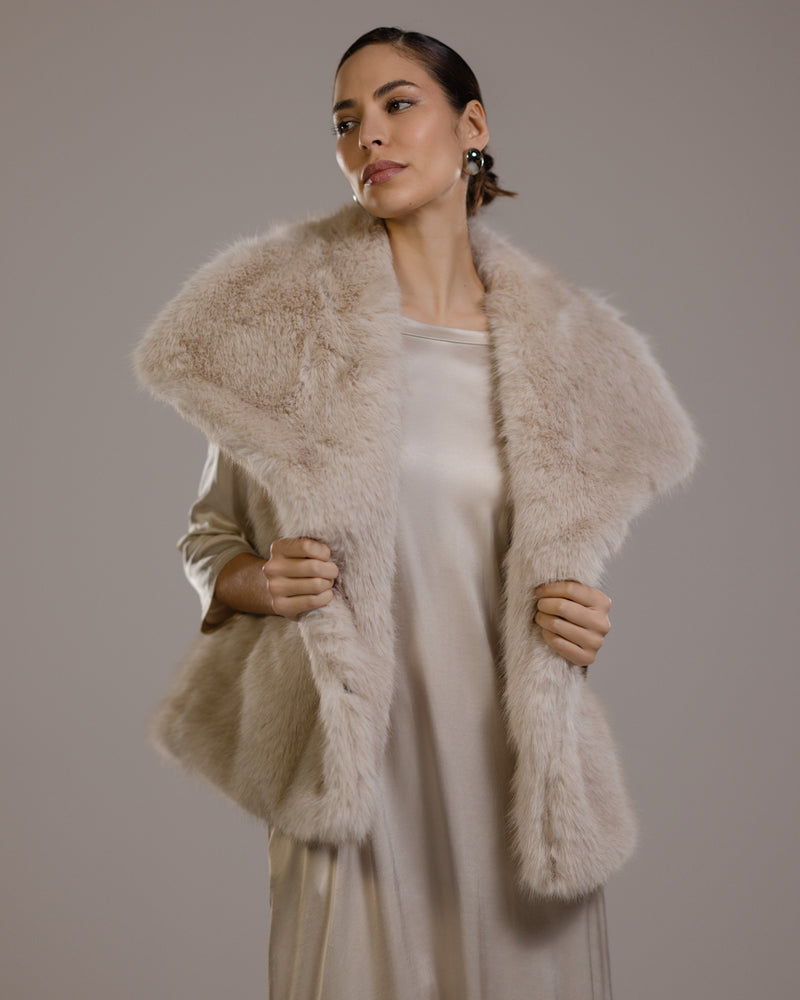 Gala Sleeveless Faux Fur Gilet | Light Beige