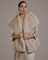 Gala Sleeveless Faux Fur Gilet | Light Beige