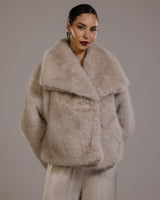 Camille Faux Fur Jacket | Light Beige