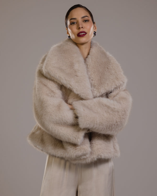 Camille Faux Fur Jacket | Light Beige