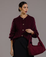 Hattie Button Up Cardigan | Burgundy | Alpaca-Wool Blend