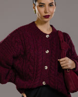 Hattie Button Up Cardigan | Burgundy | Alpaca-Wool Blend