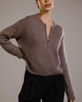 Lucille Zip Sweater | Mocha | Mohair Blend