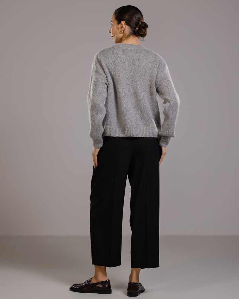 Lucille Zip Sweater | Light Grey | Mohair Blend