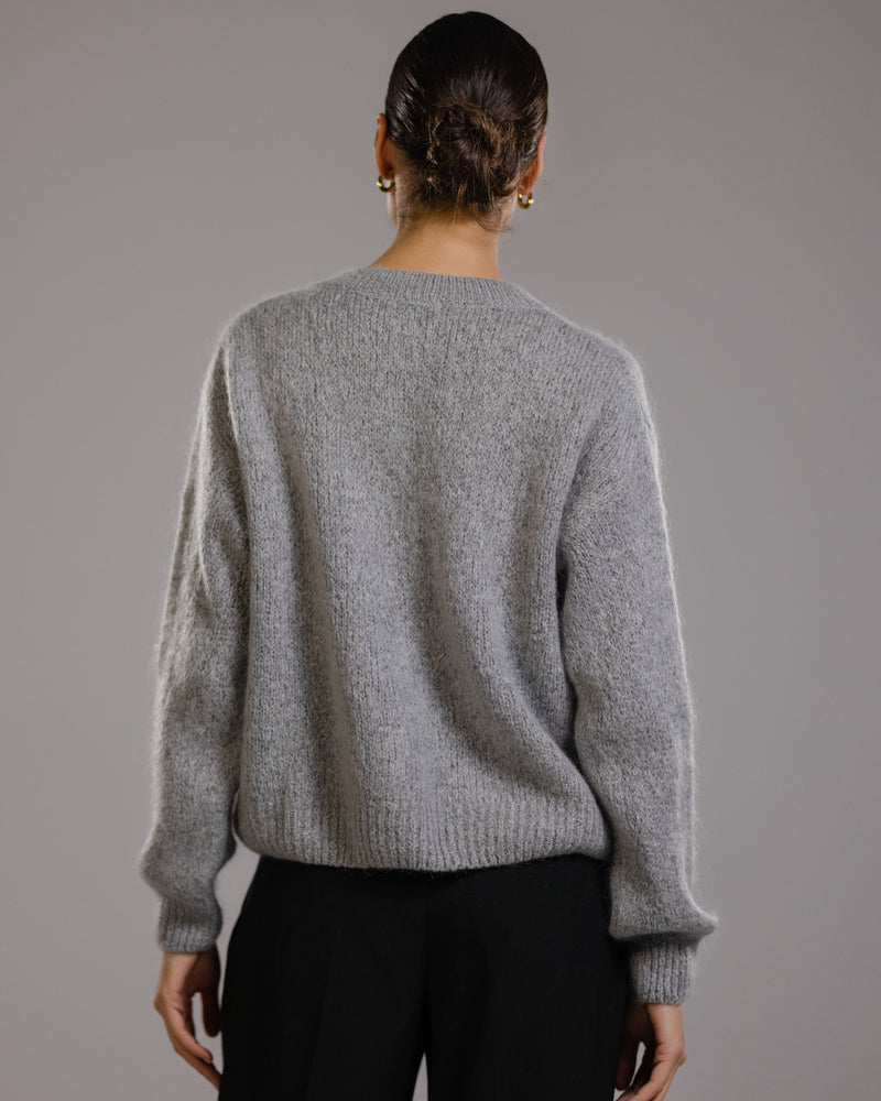 Lucille Zip Sweater | Light Grey | Mohair Blend