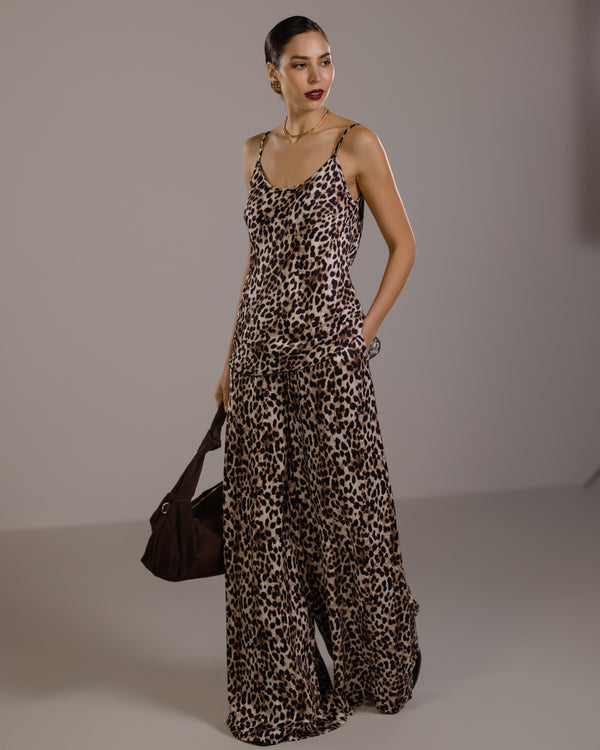 Cordelia Satin Vest | Leopard Brown