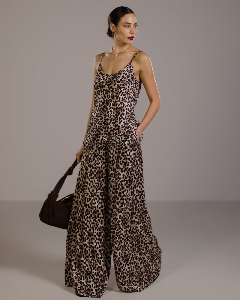 Cordelia Satin Vest | Leopard Brown