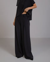 Gabriella Pleated Elastic Waist Trousers | Black