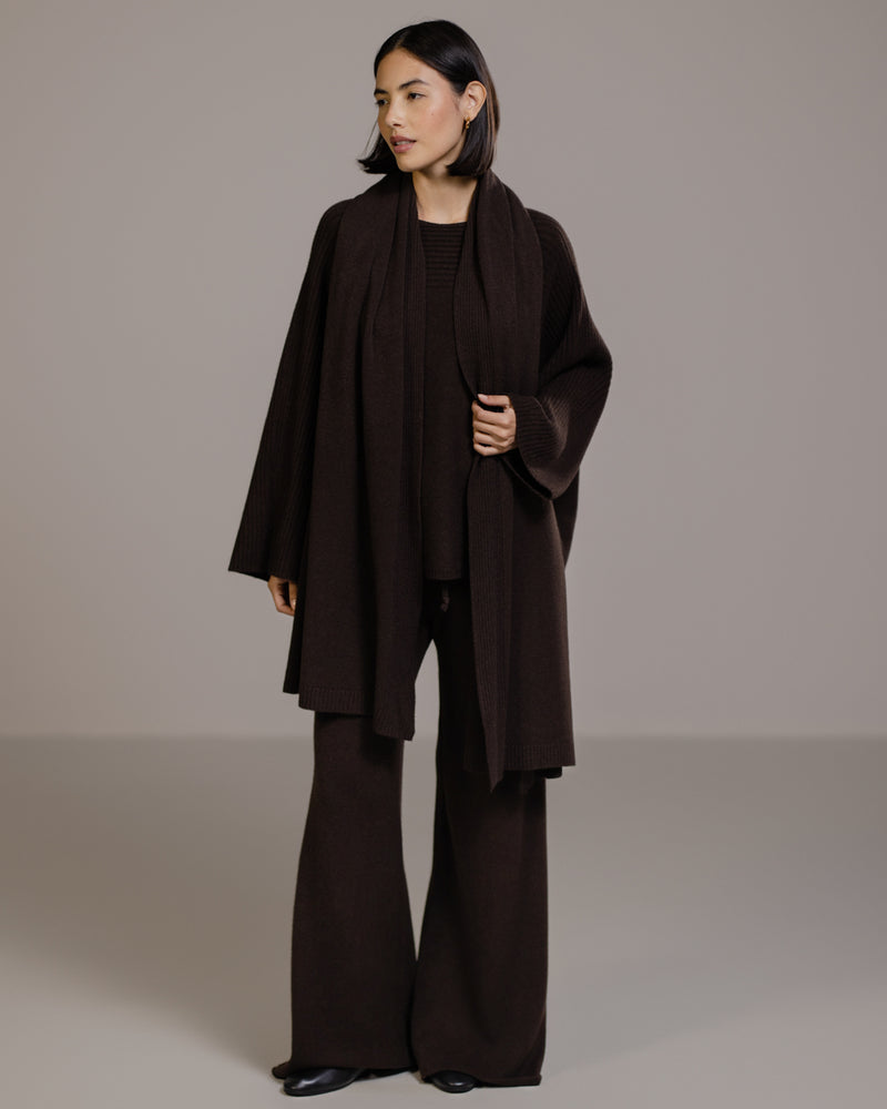 Ribbed Shawl | Espresso Brown