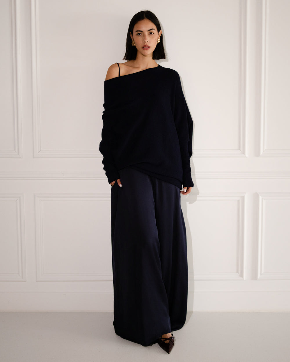 Audrey Satin Jumpsuit | Navy – JAKI