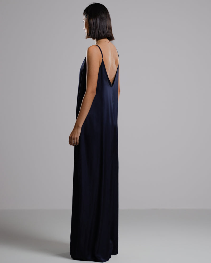 Audrey Satin Jumpsuit | Navy