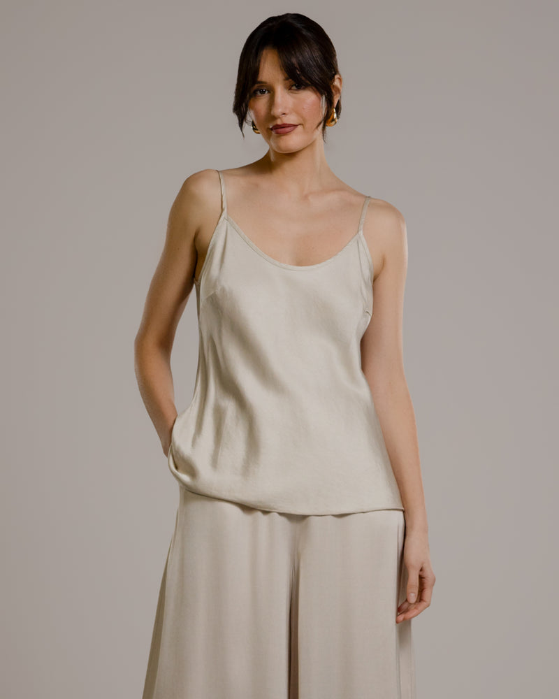 Cordelia Satin Vest | Light Beige