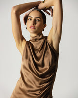 Allegra Draped Satin Top | Maple