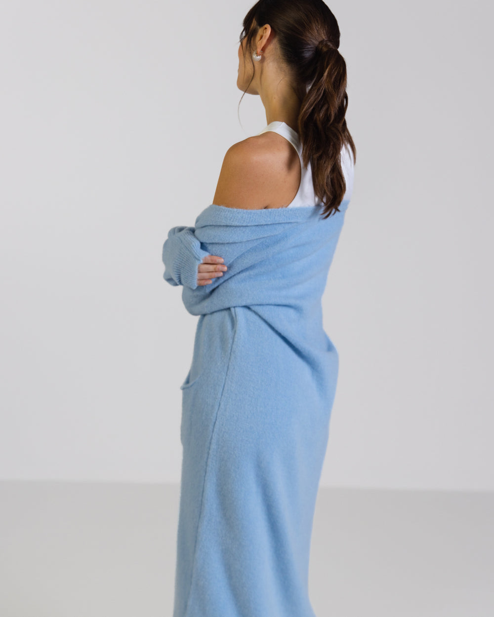Yasmin Open Cardigan | Light Blue | Alpaca Blend – JAKI