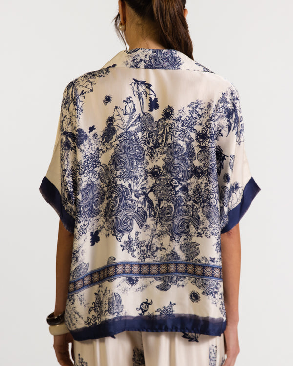Ottilie Silk Top | Navy