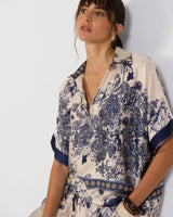 Ottilie Silk Top | Navy