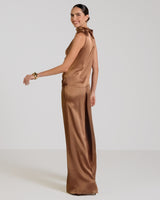 Allegra Draped Satin Top | Maple