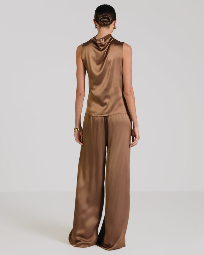 Allegra Draped Satin Top | Maple