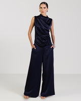 Cole Satin Trousers | Navy