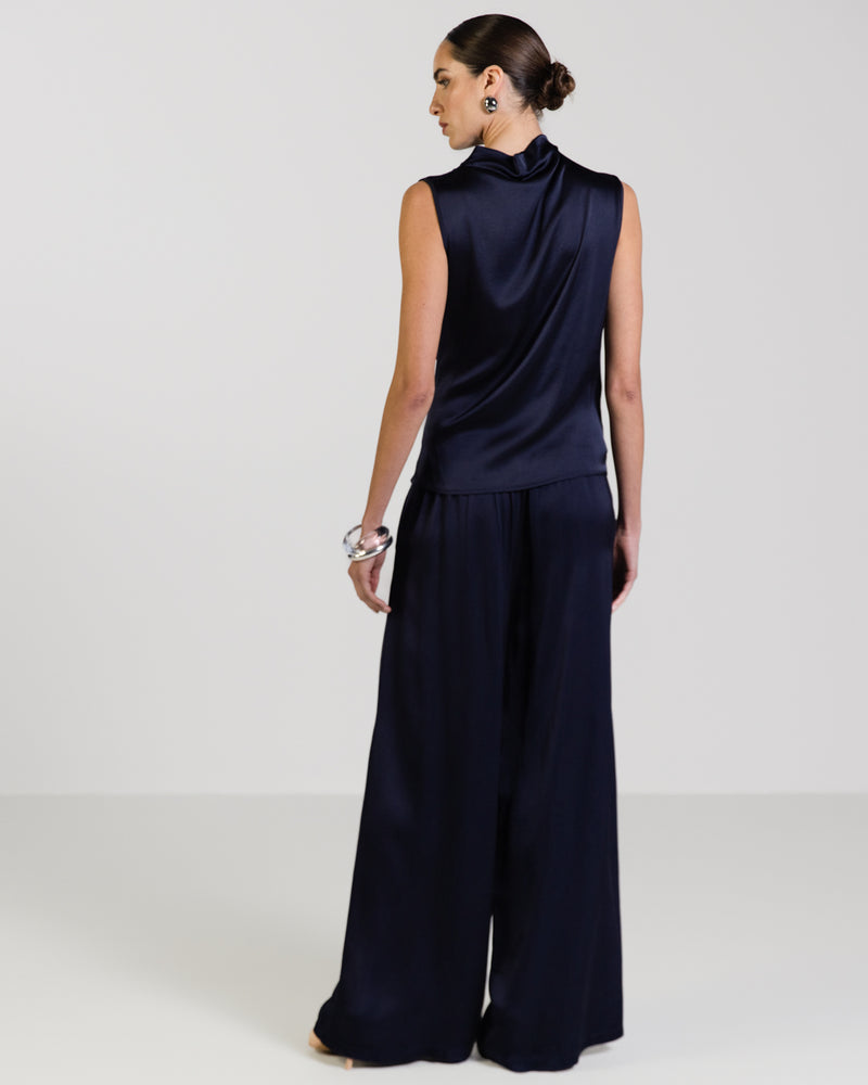 Cole Satin Trousers | Navy