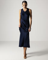 Sabrina Sleeveless Satin Dress | Navy