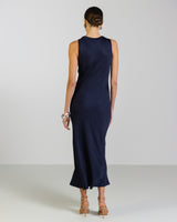 Sabrina Sleeveless Satin Dress | Navy